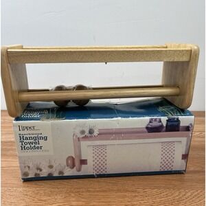 Vintage Lipper Beechwood‎ Hanging Paper Towel Holder with Top Shelf NEW